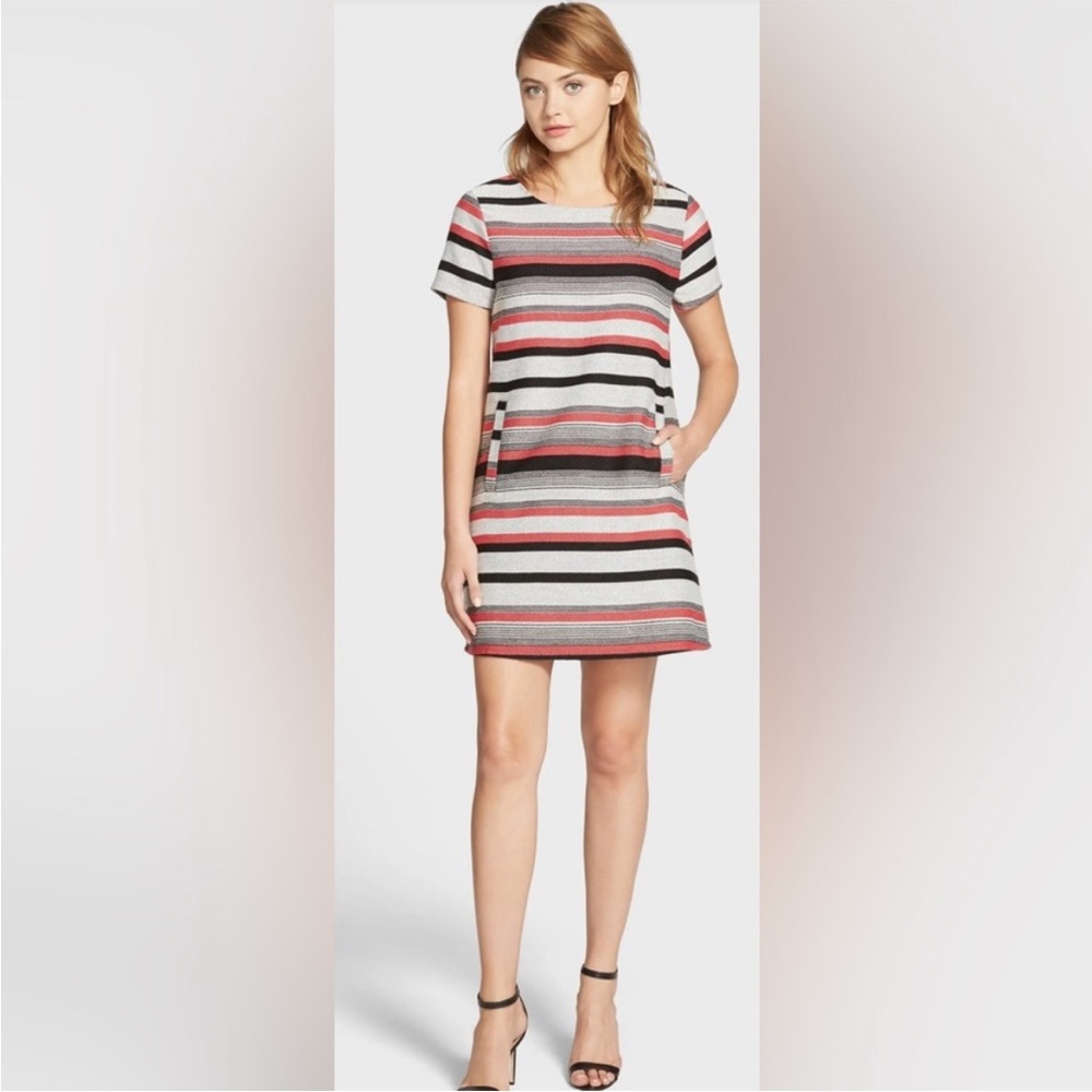 CUPCAKES & CASHMERE Tweed Striped Mini Shift